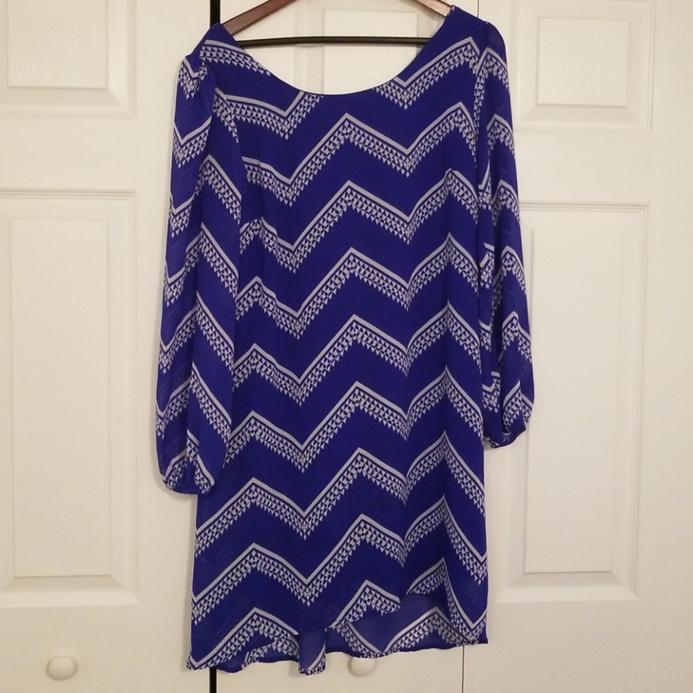 Royal Blue Chevron Bow Dress Size Large